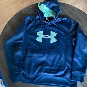 Navy and teal under armour hoodie
